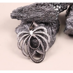 Georgian style vintage teardrop black stone pendant necklace in sterling silver filigree design, gothic boho antique style jewelry gift