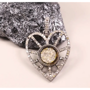 Victorian silver heart-shaped diamond pendant necklace, handmade 19th-century sparkling love charm, statement jewelry gift