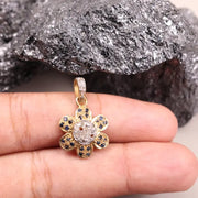 Flower Pendant with Diamond – Victorian Inspired Dainty Floral Silver Necklace, Handmade Beautiful Jewelry