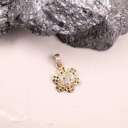 Flower Pendant with Diamond – Victorian Inspired Dainty Floral Silver Necklace, Handmade Beautiful Jewelry