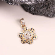 Flower Pendant with Diamond – Victorian Inspired Dainty Floral Silver Necklace, Handmade Beautiful Jewelry