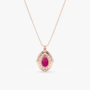 0.27 Ct genuine Pink gemstone minimalist pendant necklace with elegant design and rich color, perfect jewelry for women and everyday styling