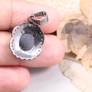 Art Deco Handmade Black Stone Pendant – 925 Sterling Silver Antique Oval Charm Necklace, Rustic Boho Jewelry Gift