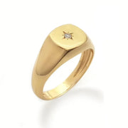 Elegant gold initial ring sleek signet style personalized jewelry for women minimal
