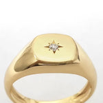 Elegant gold initial ring sleek signet style personalized jewelry for women minimal
