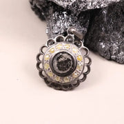 Georgian style black stone pendant necklace in sterling silver, handmade boho gothic statement jewelry gift for women