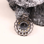 Georgian style black stone pendant necklace in sterling silver, handmade boho gothic statement jewelry gift for women