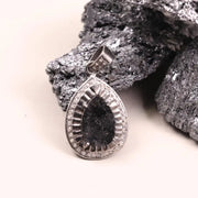 Art Deco Silver Pendant – Pear Shape Natural Black Diamond Handmade Jewelry, Old Style Statement Gift