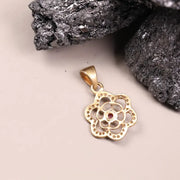 Victorian Silver Flower Pendant – Dainty Pink Ruby Gemstone Necklace, Handmade Antique Jewelry, Anniversary Gift