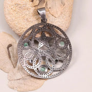 Sterling Silver Vintage Round Pendant – Handmade Gothic Art Deco Jewelry | Unique Astrology Lovers Statement Pendant