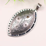 Marquise Shape Pendant with Opal & Emerald – Handmade Art Deco Style Gemstone Jewelry, Unique Wedding Gift for Her