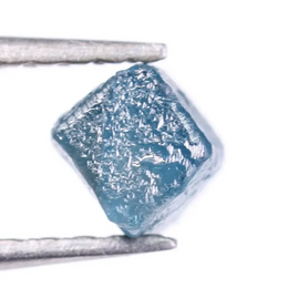 0.35 Ct Natural Blue Rough Diamond Cube Shape Uncut Raw Stone For Custom Jewerly 