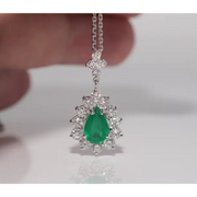 2 CT lab created green gemstone pendant necklace with elegant green stone and fine jewelry setting for women