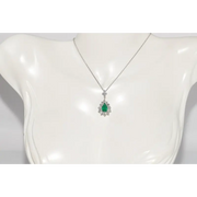 2 CT lab created green gemstone pendant necklace with elegant green stone and fine jewelry setting for women
