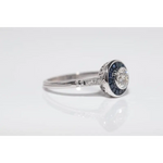 Stylish lab created gemstone diamond ring with pink gemstone and white diamond double halo design