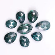 2.82 Ct Natural Rustic Pear and Oval, Marquise Cut Blue Diamonds | 8 Piece Rose Cut Diamond Lot | Treated Blue Color Natural Loose Diamond