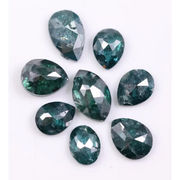 2.82 Ct Natural Rustic Pear and Oval, Marquise Cut Blue Diamonds | 8 Piece Rose Cut Diamond Lot | Treated Blue Color Natural Loose Diamond