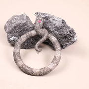 Victorian Snake Brooch with Ruby Gemstone – Gothic Silver Statement Pin & Black Diamond Pendant Gift