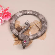 Victorian Snake Brooch with Ruby Gemstone – Gothic Silver Statement Pin & Black Diamond Pendant Gift
