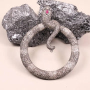 Victorian Snake Brooch with Ruby Gemstone – Gothic Silver Statement Pin & Black Diamond Pendant Gift