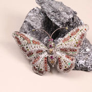 Multicolor Gemstone Butterfly Brooch Pin – Sterling Silver Victorian Style Statement Insect Jewelry | Nature-Inspired Gift