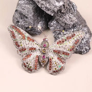 Multicolor Gemstone Butterfly Brooch Pin – Sterling Silver Victorian Style Statement Insect Jewelry | Nature-Inspired Gift