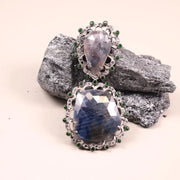 Victorian Purple & Blue Gemstone Pendant – Sterling Silver Antique Diamond Jewelry | 18th Century Inspired Unique Pendant Gift