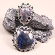 Victorian Purple & Blue Gemstone Pendant – Sterling Silver Antique Diamond Jewelry | 18th Century Inspired Unique Pendant Gift
