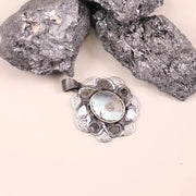 Oval Black Stone Pendant – Victorian Sterling Silver Floral Boho Gothic Necklace, Handmade Unique Statement Jewelry