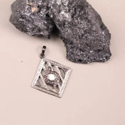 Antique Vintage Square Cut Pendant – Art Deco 1880s Handmade Jewelry, Unique Vintage Style Pendant Gift for Her