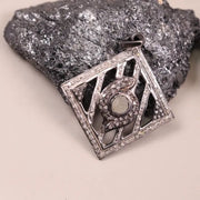 Antique Vintage Square Cut Pendant – Art Deco 1880s Handmade Jewelry, Unique Vintage Style Pendant Gift for Her