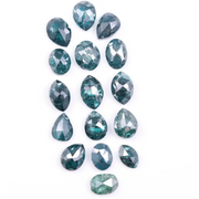 4.13 Ct Blue Mix Diamond Lot I 16 Pcs Rose Cut Rustic Diamonds | Pear, Oval and Marquise Fancy Color Loose Stones for Engagement Rings