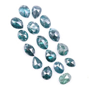 4.13 Ct Blue Mix Diamond Lot I 16 Pcs Rose Cut Rustic Diamonds | Pear, Oval and Marquise Fancy Color Loose Stones for Engagement Rings