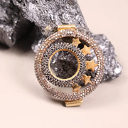 Art Deco Celestial Star Pendant Necklace – Diamond Circle Charm, Handmade Dainty Astrology Jewelry