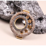 Art Deco Celestial Star Pendant Necklace – Diamond Circle Charm, Handmade Dainty Astrology Jewelry