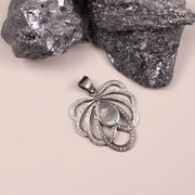 Antique Bow Design Sterling Silver Pendant, Vintage Diamond Accent Necklace, Handmade Victorian Inspired Jewelry, Unique Gift For Mother
