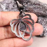 Antique Bow Design Sterling Silver Pendant, Vintage Diamond Accent Necklace, Handmade Victorian Inspired Jewelry, Unique Gift For Mother