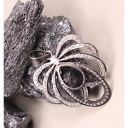 Antique Bow Design Sterling Silver Pendant, Vintage Diamond Accent Necklace, Handmade Victorian Inspired Jewelry, Unique Gift For Mother