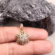 Flower Pendant with Diamond – Victorian Inspired Dainty Floral Silver Necklace, Handmade Beautiful Jewelry