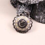 Georgian style Black Stone Pendant Necklace, Sterling Silver Boho Gothic Jewelry, Handmade Statement Jewelry Pendant, Unique Jewelry Gift