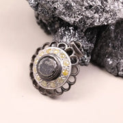 Georgian style Black Stone Pendant Necklace, Sterling Silver Boho Gothic Jewelry, Handmade Statement Jewelry Pendant, Unique Jewelry Gift