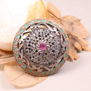 Silver Statement Ring – Antique Ruby and Diamond Victorian Style Ring, Vintage Oval Gemstone Jewelry, Classic Old Style Gemstone Ring