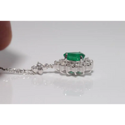 2 CT lab created green gemstone pendant necklace with elegant green stone and fine jewelry setting for women