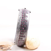 Vintage 925 Silver Bracelet – 1992s Handmade Antique Pink Ruby Gemstone Cuff, Unique Sterling Silver Statement Jewelry Gift for Women