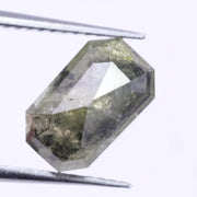 1.54 Ct natural radiant cut diamond with green diamond band, green diamond wedding ring, radiant diamond band, light green engagement ring, and green lab diamond.