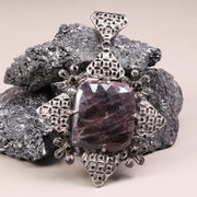 Art Deco Style Pendant – Cushion Cut Large Purple Diamond in Sterling Silver | 19th Century Inspired Jewelry Gift