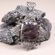 Art Deco Style Pendant – Cushion Cut Large Purple Diamond in Sterling Silver | 19th Century Inspired Jewelry Gift