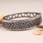 Vintage Filigree Silver Bracelet – 925 Sterling Silver Cuff with Art Deco Lattice Design, Handmade Antique Style Jewelry Gift for Her