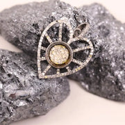 Victorian Silver Heart Shaped Diamond Pendant Necklace – Statement Jewelry, Handmade 19th Century Sparkling Love Charm Gift