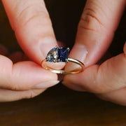 2.03 Ct MOI lab created oval diamond ring, sleek gold band, sophisticated luxury jewelry.